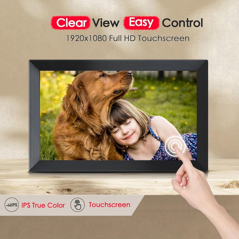 FLYRUIT Digital Picture Frame, Frameo 15.6 inch Large Digital Photo Frame WiFi, 1920 * 1080 IPS FHD Touchscreen, 32GB Storage, Instant Share Photo Video, Gift for Mom - Image 5
